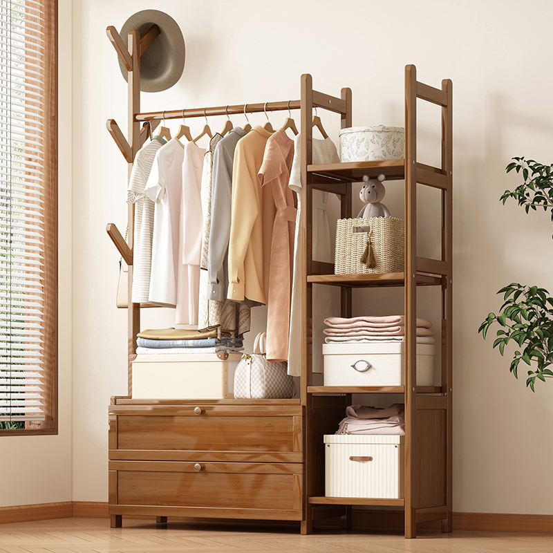 衣帽架卧室落地式挂衣架多功能床边放衣服神器简易房间收纳置衣架