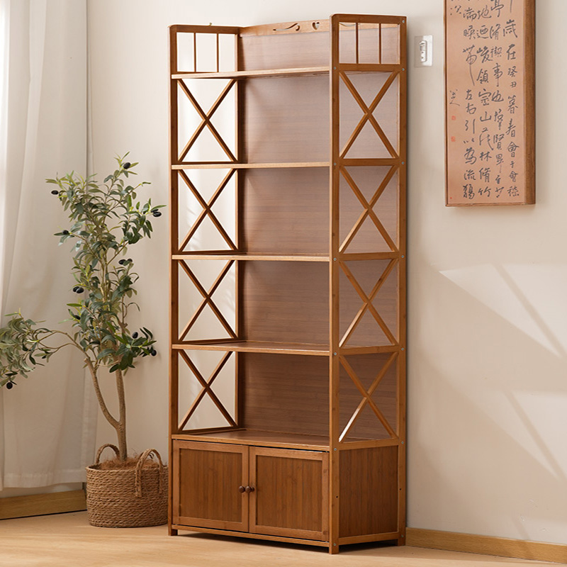 新中式书架落地置物架儿童家用收纳简易书柜靠墙客厅储物架展示柜