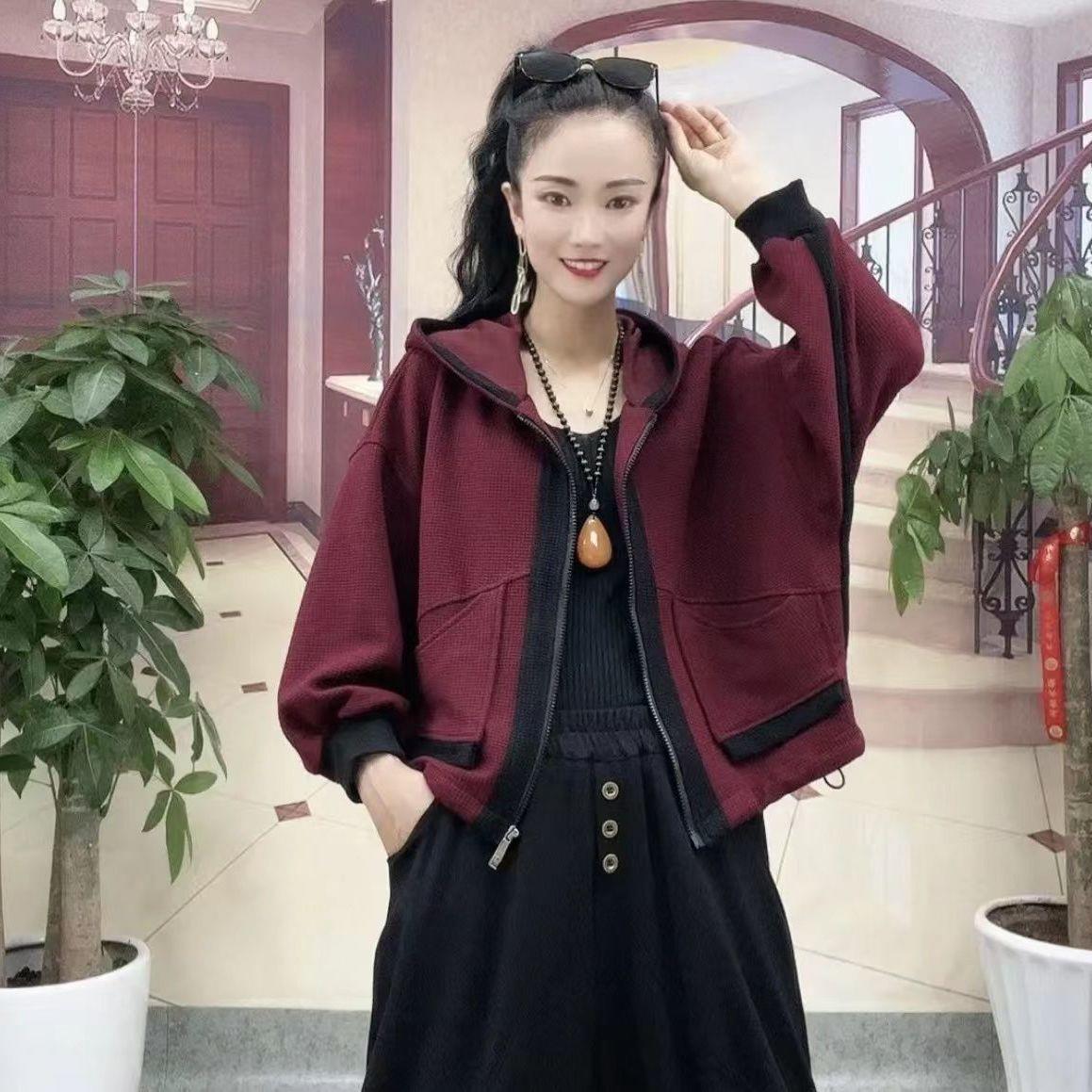 早春外套女2023新款春秋显瘦遮肉连帽外套宽松百搭休闲外穿上衣潮