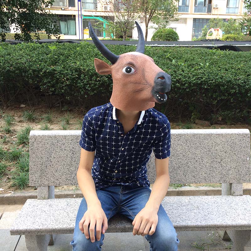 万圣节牛头面具全脸牛头马面成人动物头套道具儿童抖音牛动物面具