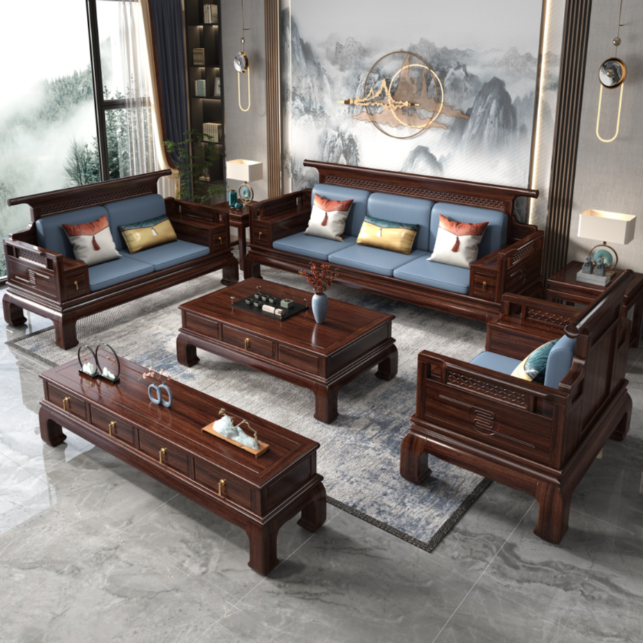 乌金木新中式实木沙发客厅全套新中式沙发古典沙发客套系