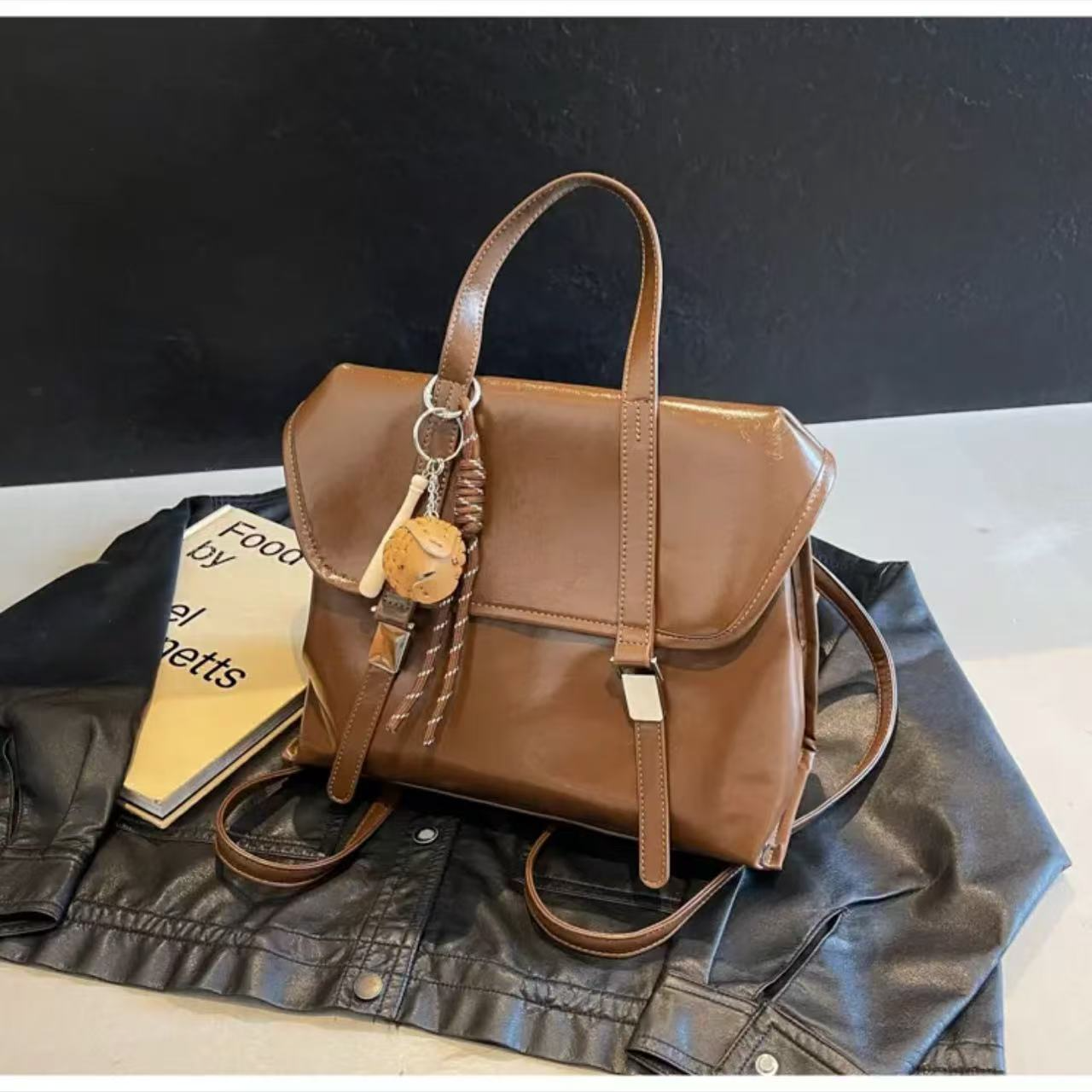 秋冬复古美拉德大容量新款百搭双肩斜挎托特包时尚百搭双肩包女