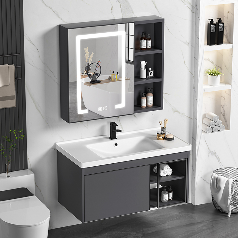 太空铝浴室柜组合小户型洗手盆卫生间洗脸面盆陶瓷一体盆柜洗漱台