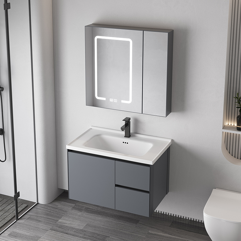 太空铝抽屉浴室柜组合陶瓷一体盆卫生间洗手洗漱台洗脸盆卫浴镜柜