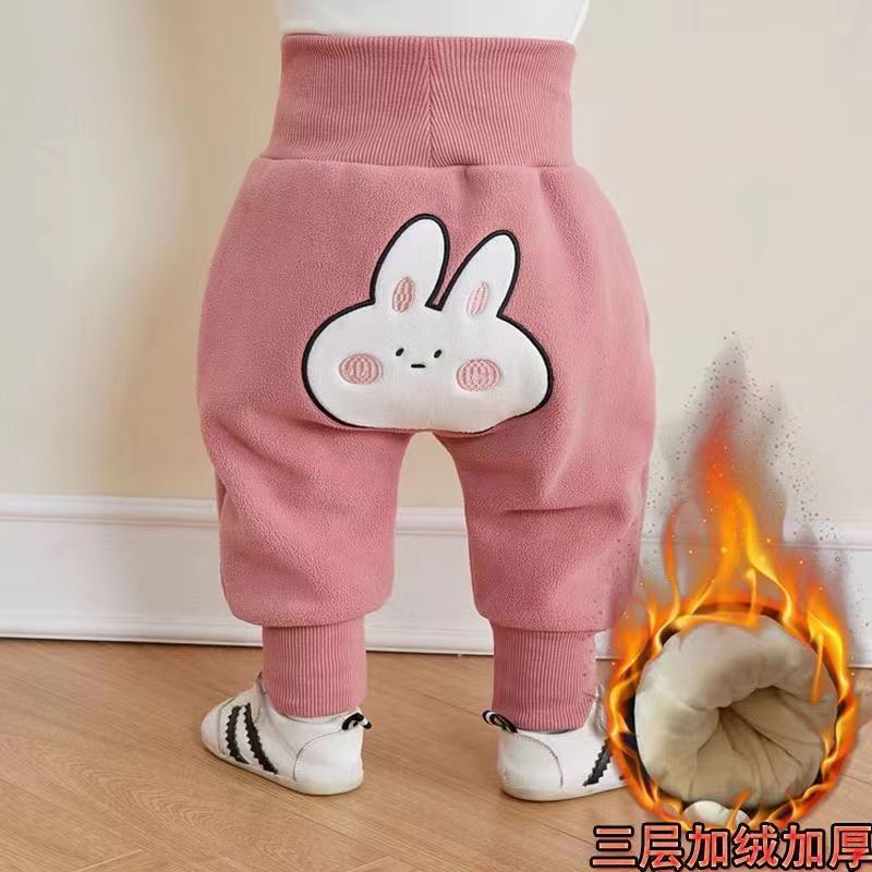 童装男女童冬季棉裤宝宝三层加绒加厚长裤婴儿小童外穿夹棉保暖裤