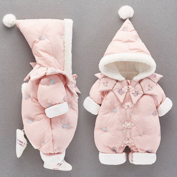 童装潮款Y女婴衣服秋冬套装宝宝连体冬装可爱公主婴儿冬季加厚服D