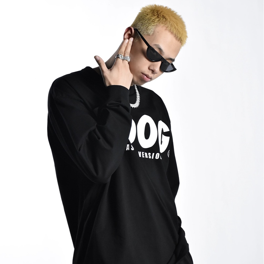 O-DOG 基础款长袖T黑白灰 落肩纯棉休闲运动套头流行字母