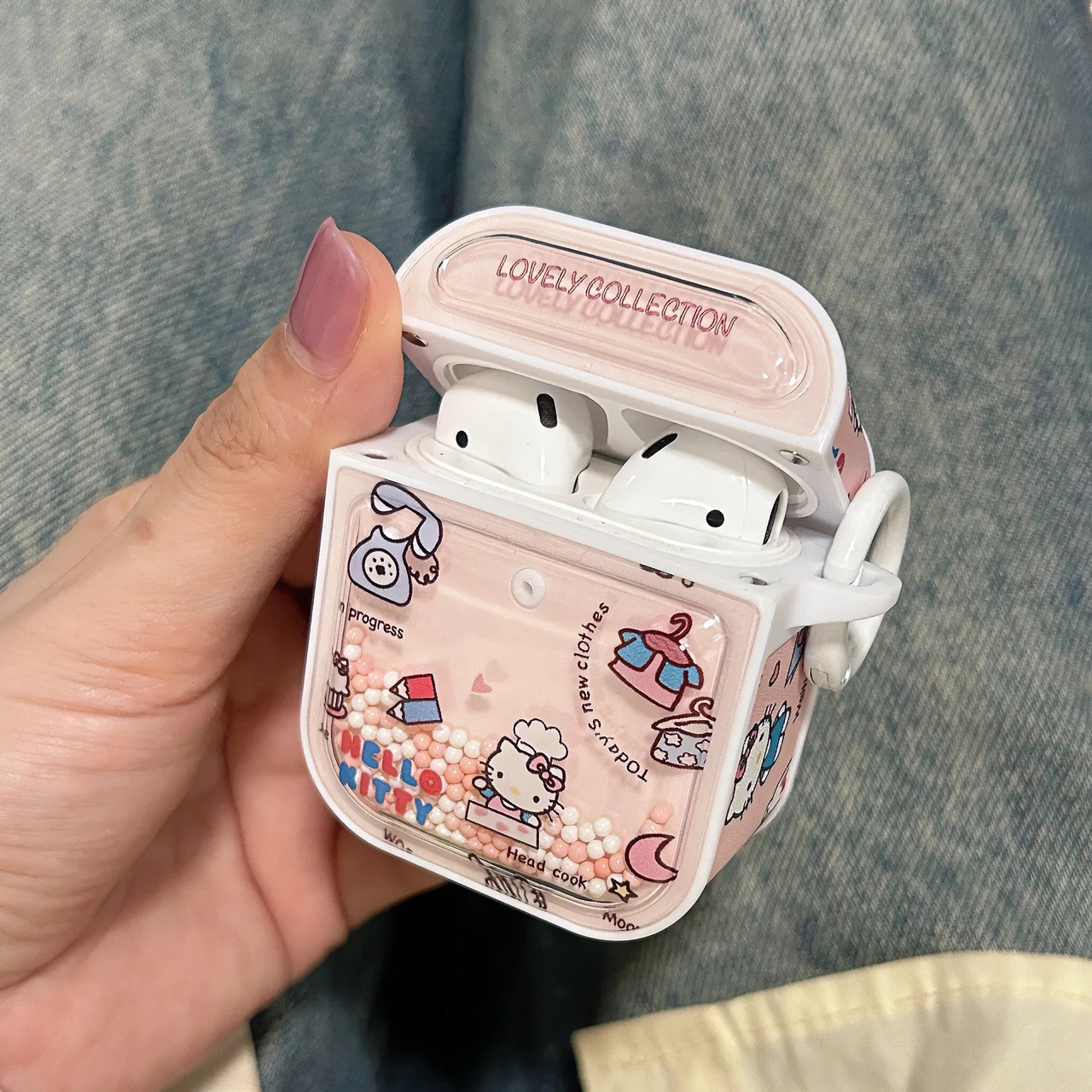 可爱少女粉流沙kt猫airpodspro保护套高颜值苹果蓝牙2代耳机套3代