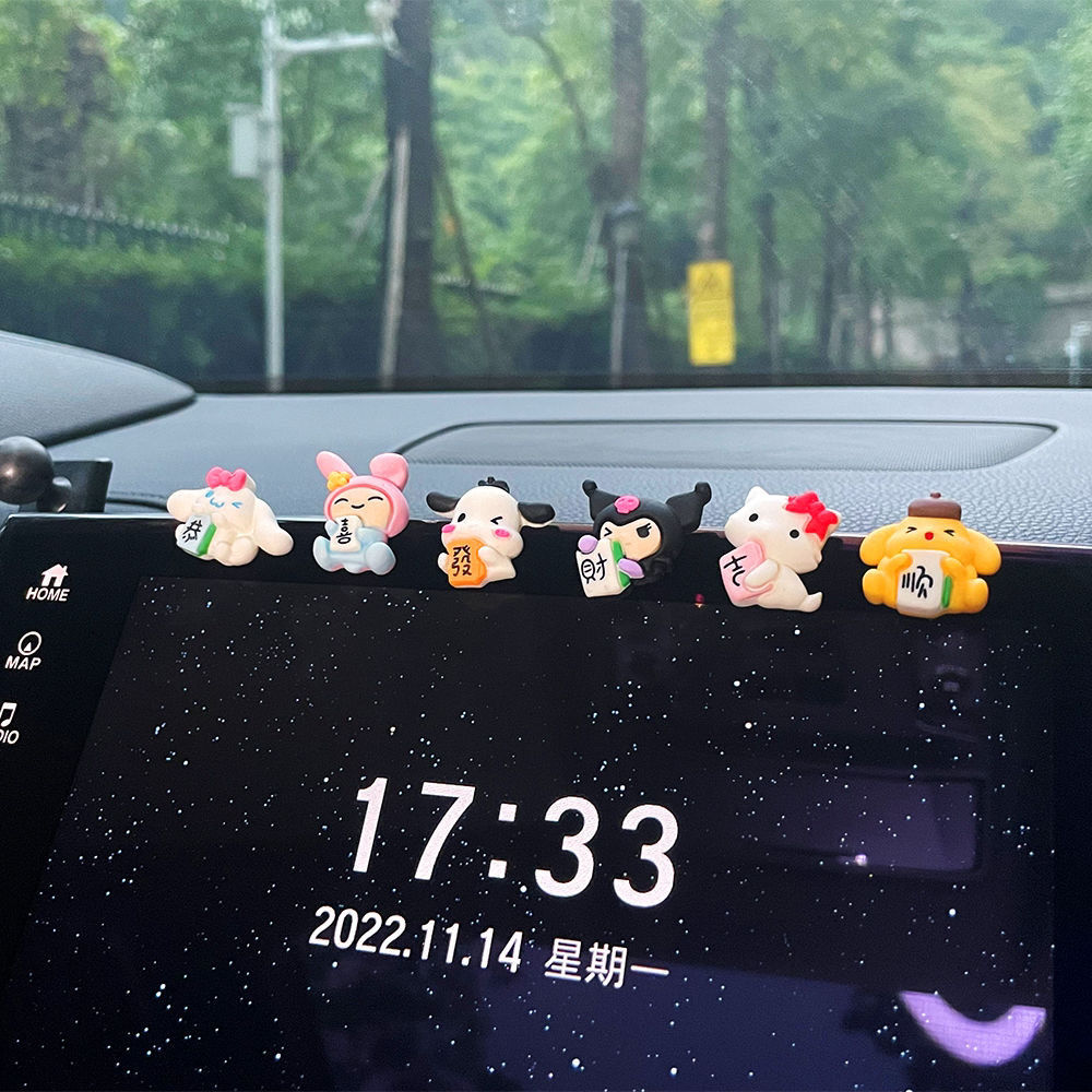 汽车中控屏卡通车载后视镜可爱创意小摆件恭喜发财顺车内导航摆件