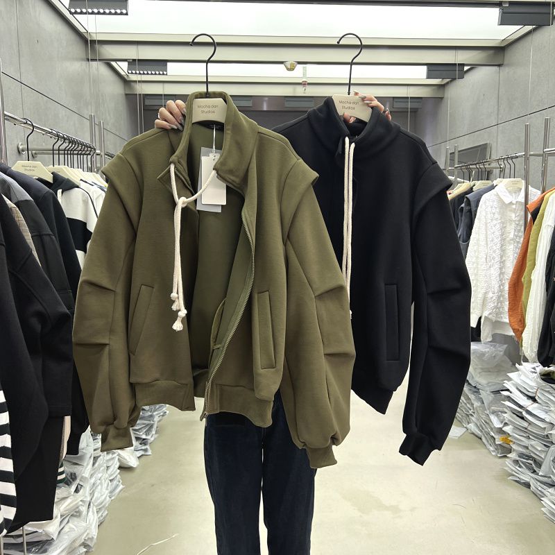 秋冬大码300斤韩版宽松休闲慵懒风立领拉链长袖开衫加绒卫衣外套