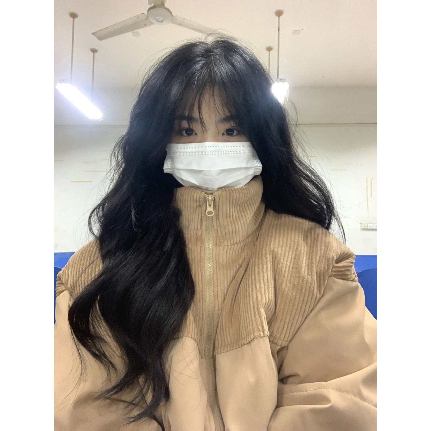 2023年新款灯芯绒拼接短款优质服女冬季学生情侣装优质袄面包服外