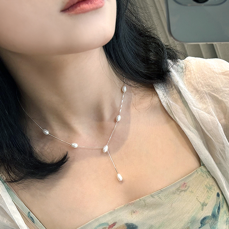 老友记瑞秋同款天然淡水珍珠Y字项链925纯银气质（不带证书）XL5656