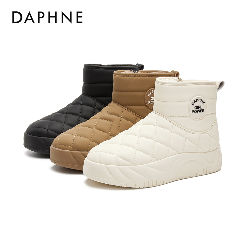 Daphne/达芙妮雪地靴2023新款冬季加绒加厚雪地棉鞋防滑保暖女鞋