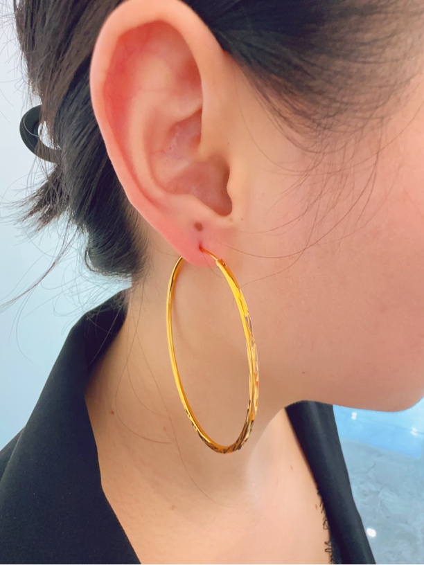 铜合金耳饰 37号爆闪亮多切面耳圈6公分