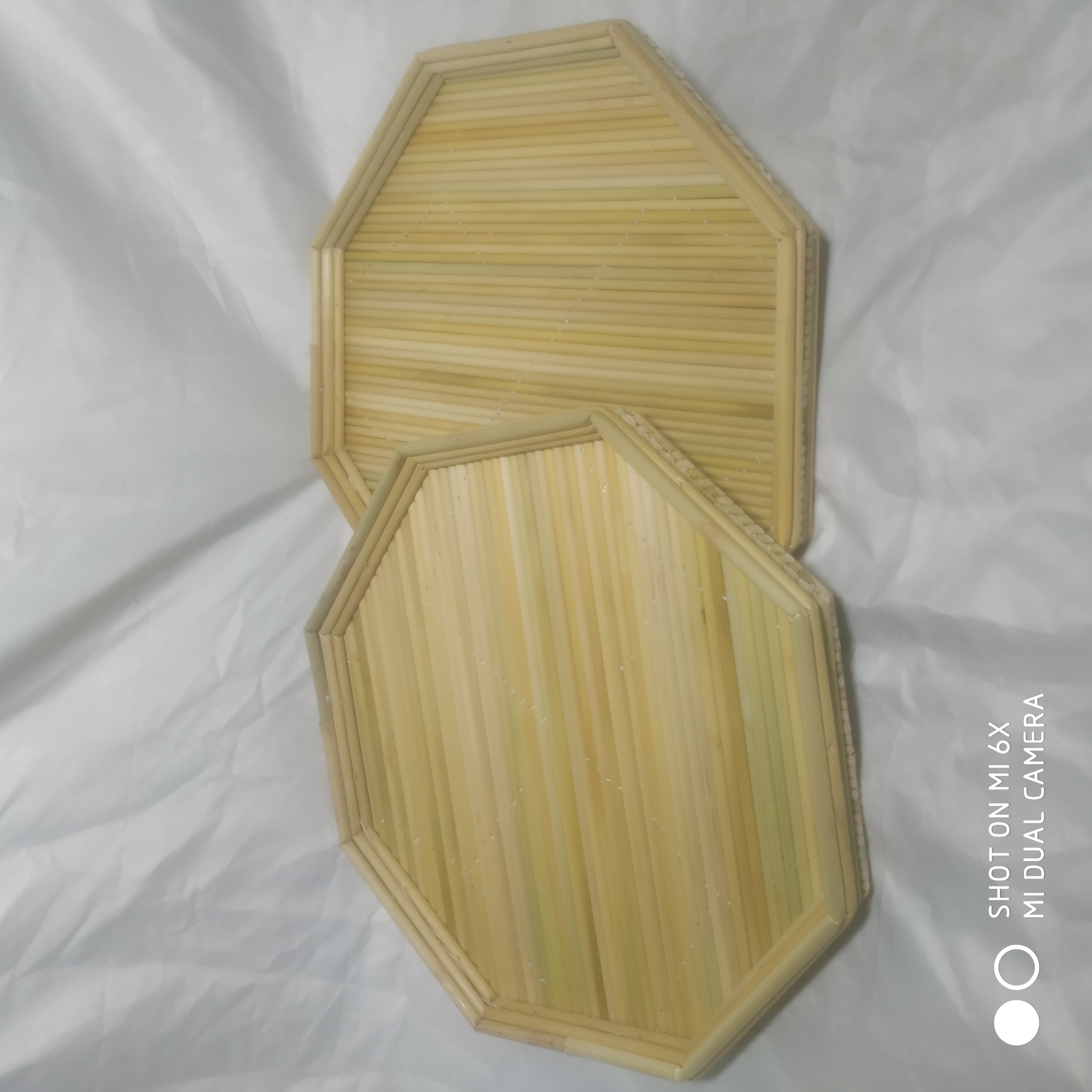 家用手工水果盘餐垫托盘高粱杆八角盘