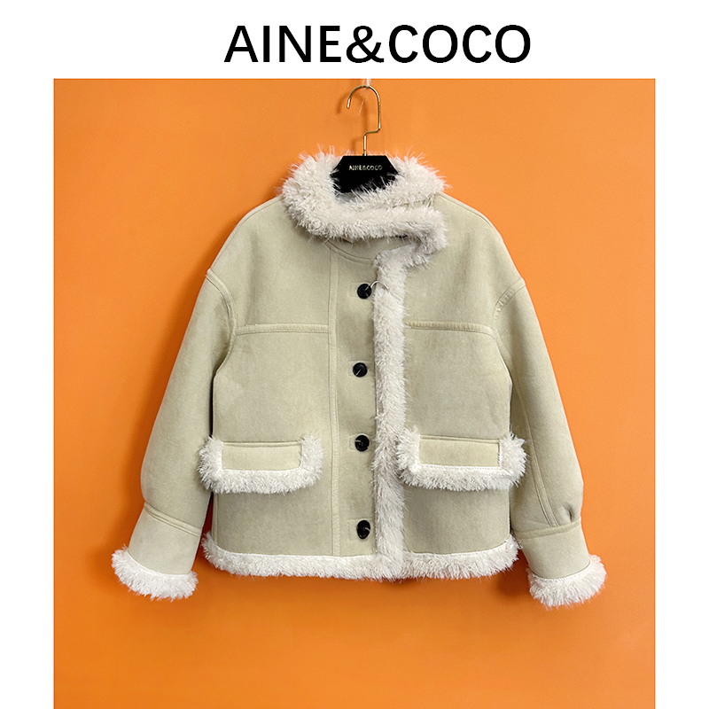2024冬款上新韩版ins潮 百搭加厚保暖防风皮毛一体机车服外套女