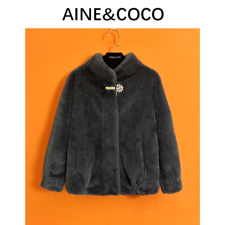 2024秋冬新款毛毛外套时尚百搭气质上衣皮毛一体纯色女外套网红