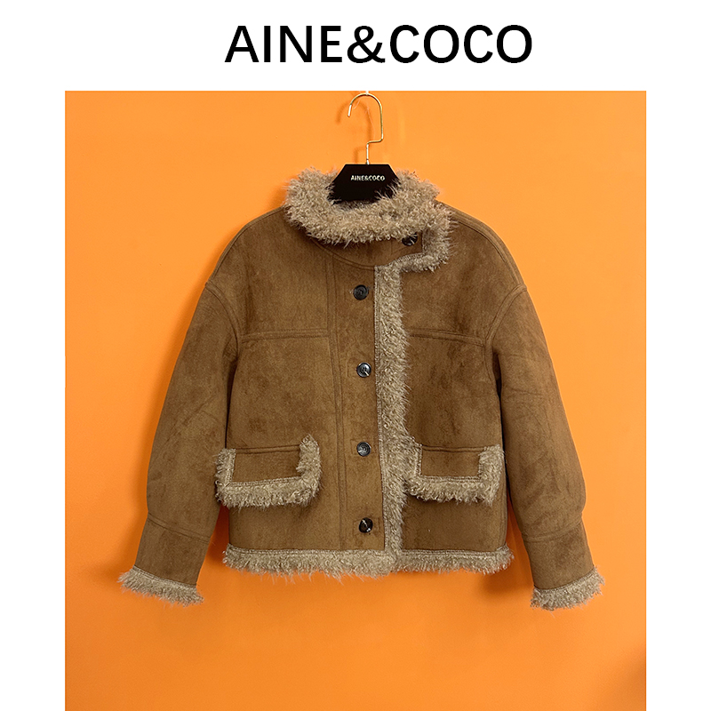 2024冬款上新韩版ins潮 百搭加厚保暖防风皮毛一体机车服外套女