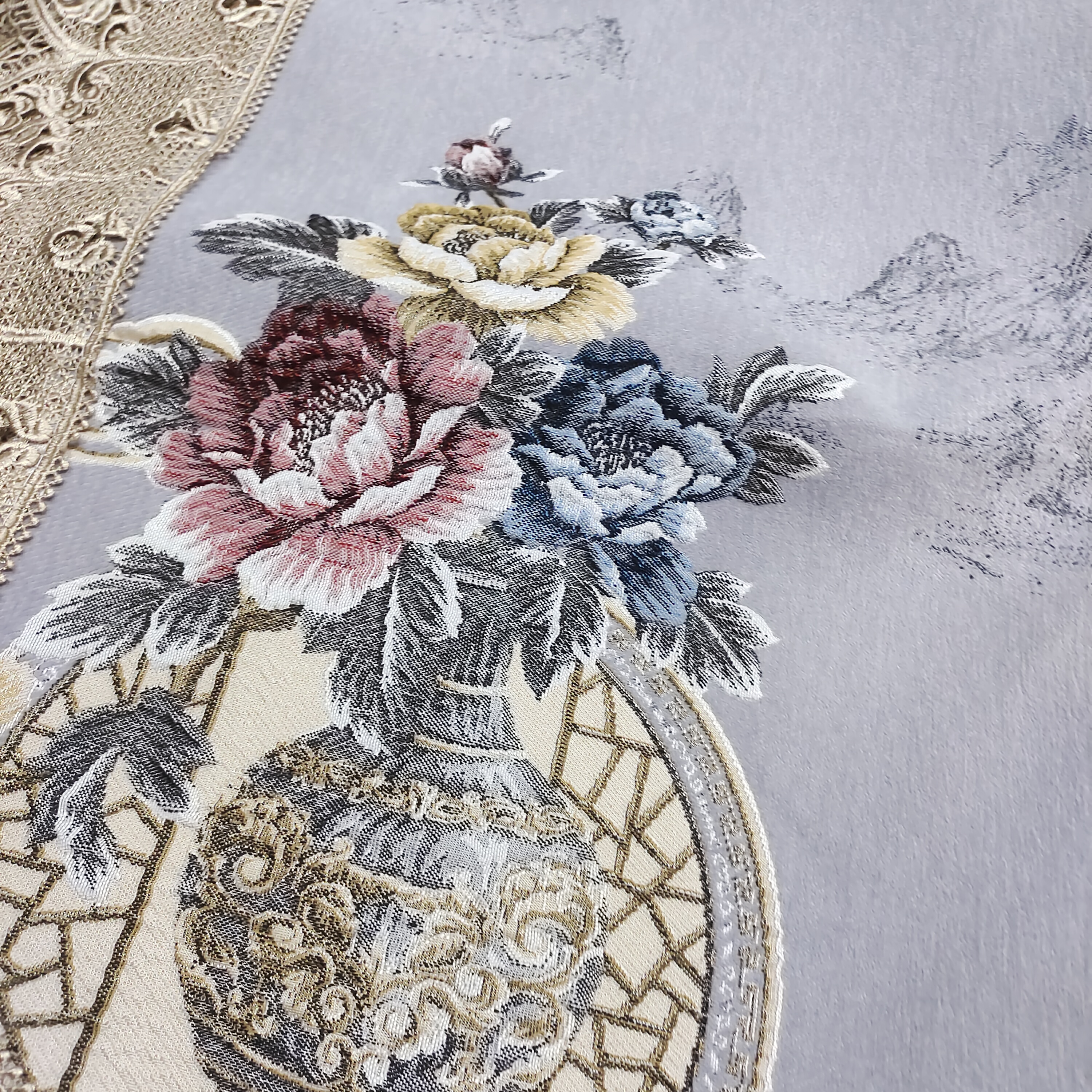 1123灰色雪尼尔靠背巾90/80拍一单发四条