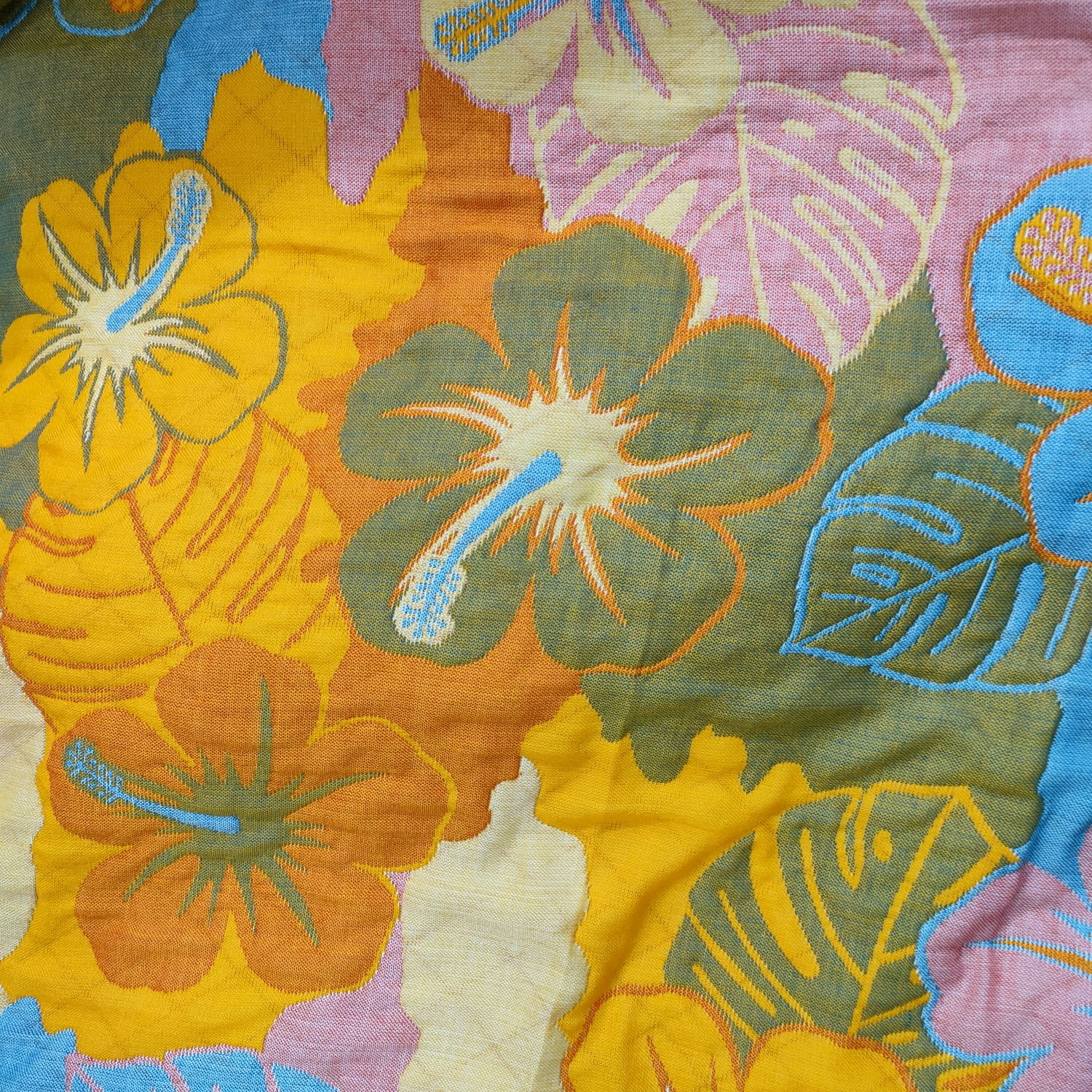 6002橘色大花纱布盖毯1.5*2米有三到五厘米误差