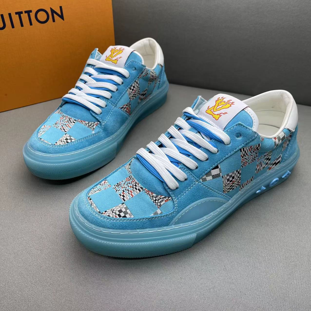 LouisVuitton/路易威登蓝色经典棋盘格时尚百搭板鞋 39.5码/97新