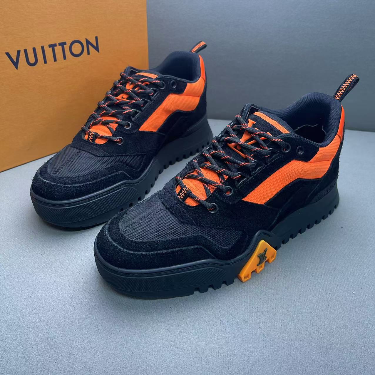 LouisVuitton/路易威登黑橙编织网面时尚厚底板鞋 39.5码/96新