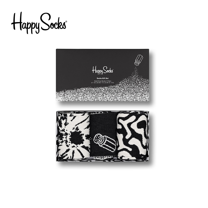 HappySocks黑白胡椒袜子礼盒3双装