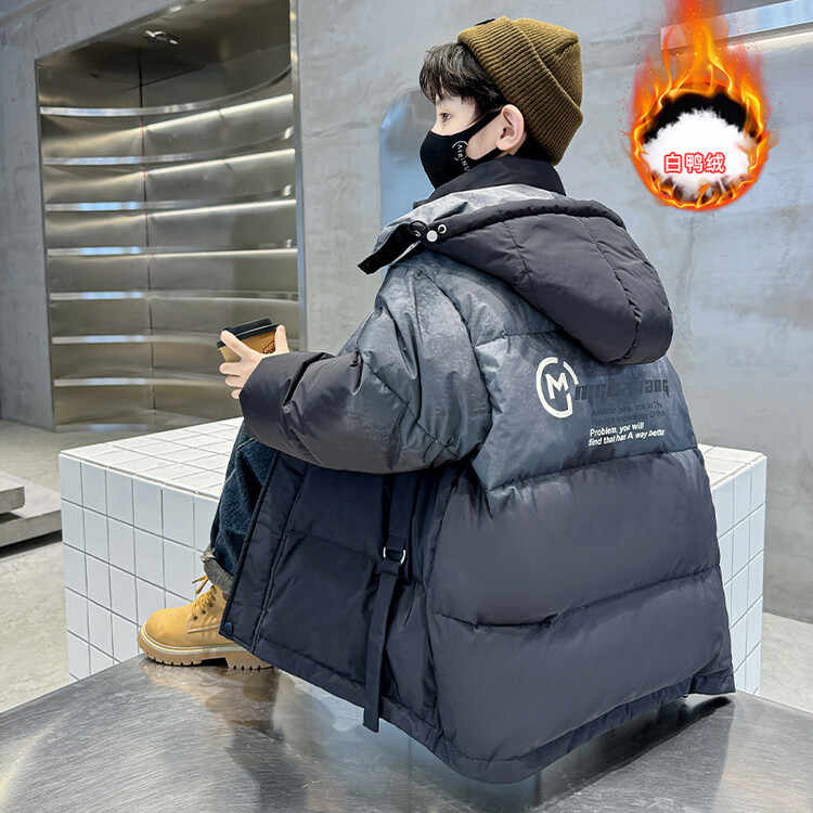 男童羽绒服2023新款中大童中长款冬款韩版洋气休闲宽松男孩冬季