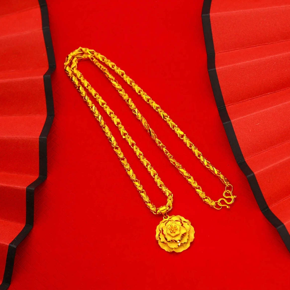 合金项链 牡丹花项链 2024女款时尚大气潮流经典百搭项链女士