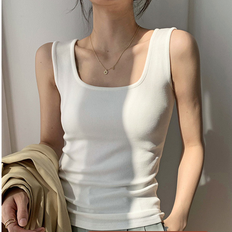 防走光螺纹吊带背心女内搭打底衫夏遮副乳修身百搭外穿无袖上衣薄