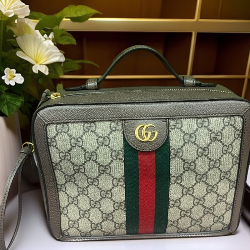 95新 GUCCI/古驰 中性款经典相机包老花设计单肩包004321时尚百搭