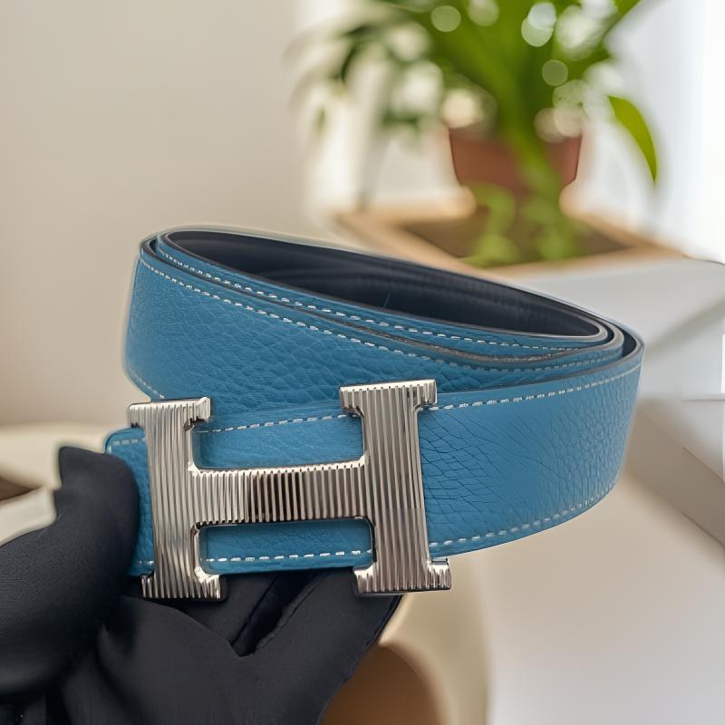 95新 Hermes/爱马仕 经典H男士真皮腰带时尚商务休闲牛皮005721