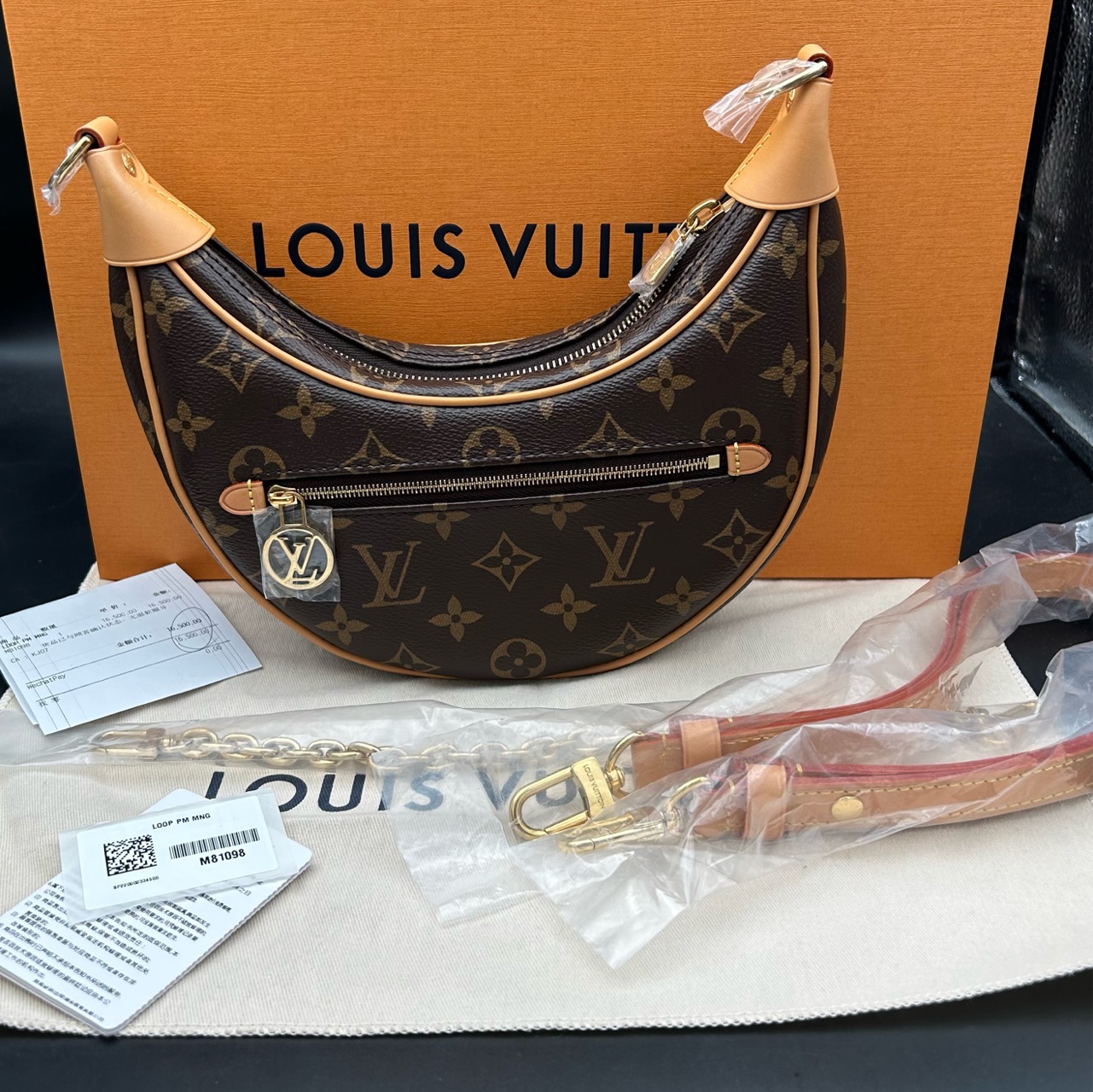 95新 LouisVuitton/路易威登 众奢汇老花LOOP 豌豆包002687