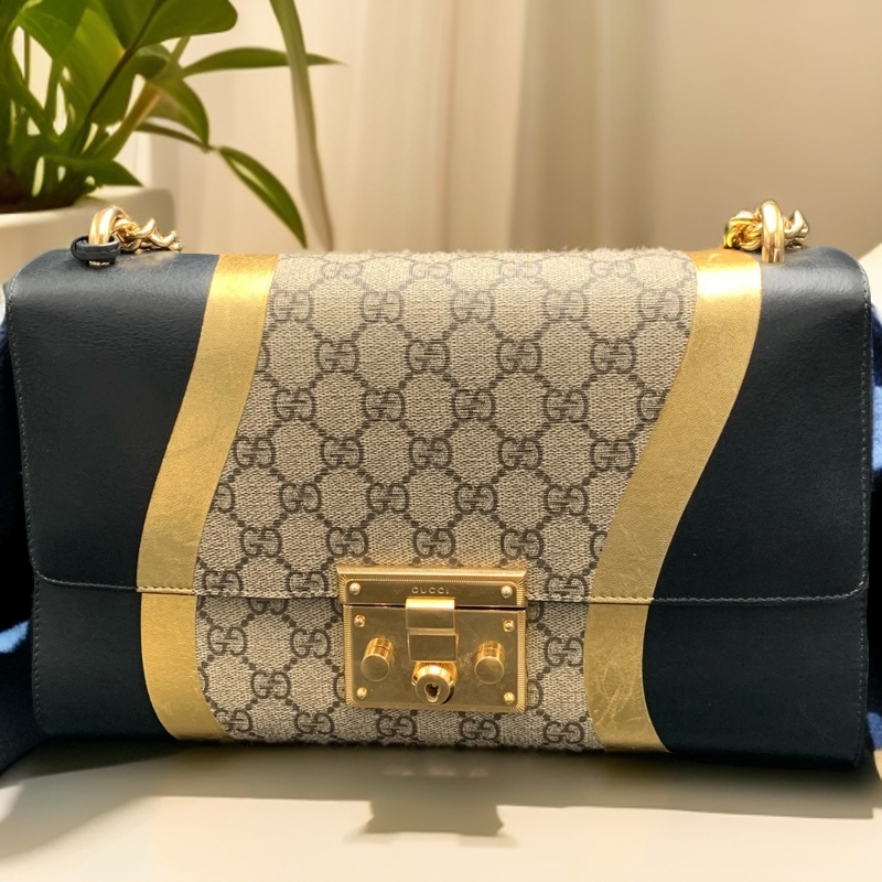95新 GUCCI/古驰 月光宝盒时尚单肩包双g拼色001346