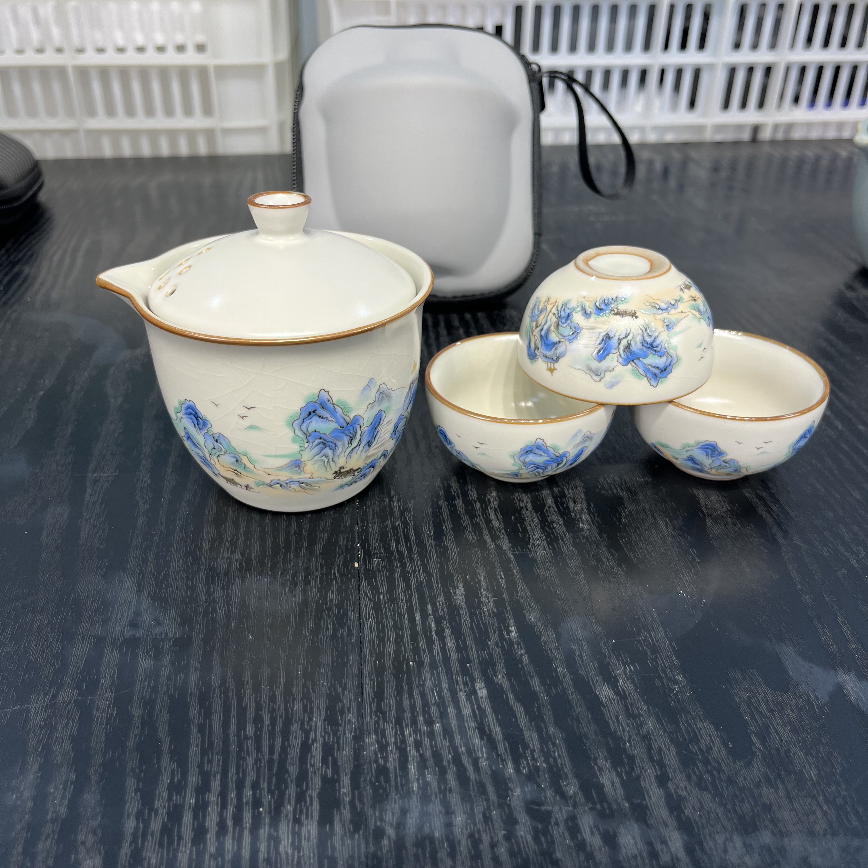 C155汝窑快客杯陶瓷便携旅行茶具公司会展团建中秋节日活动伴手礼