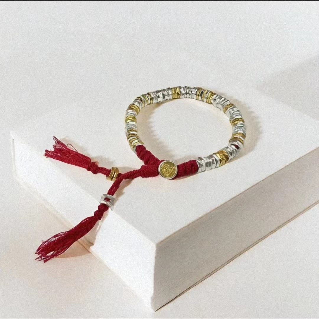 足银手链 【E10】足银999.9金银满贯碎银几两纯银编织盘缠手串时尚