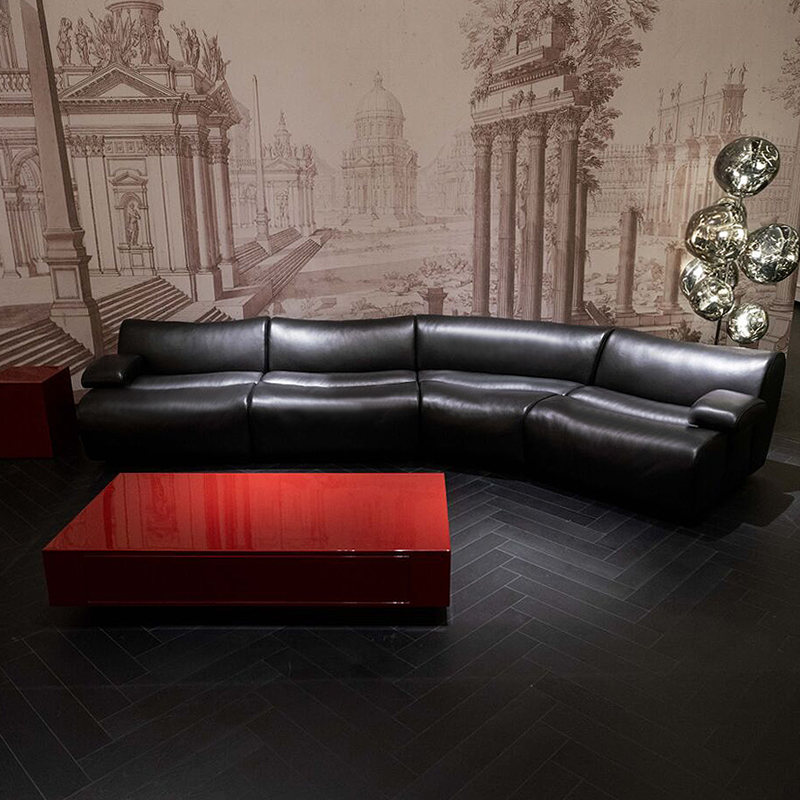 [竹节沙发]轻奢时尚客厅创意简约别墅头层牛皮皮艺