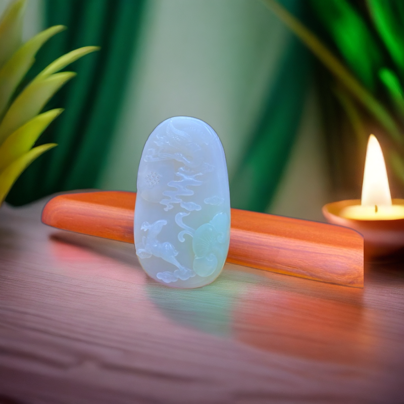 和田玉一鹿有你挂件