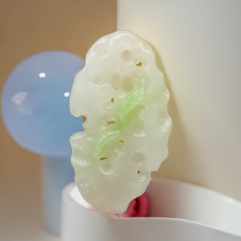 翠青太古石一夜成名女款手工古风冰透雕刻镶嵌仿古精雕