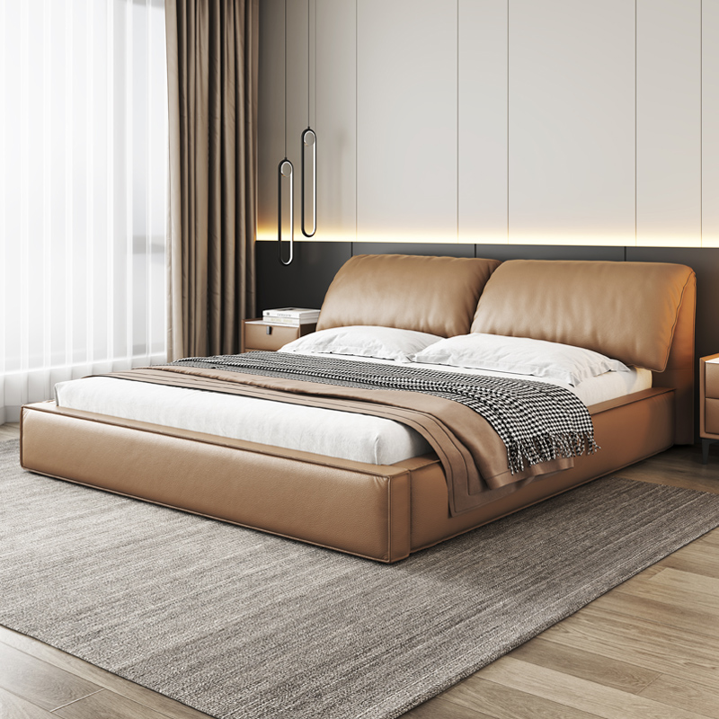 卡丽蒂意式极简真皮床主卧大床软包婚床现代简约大象耳朵双人床