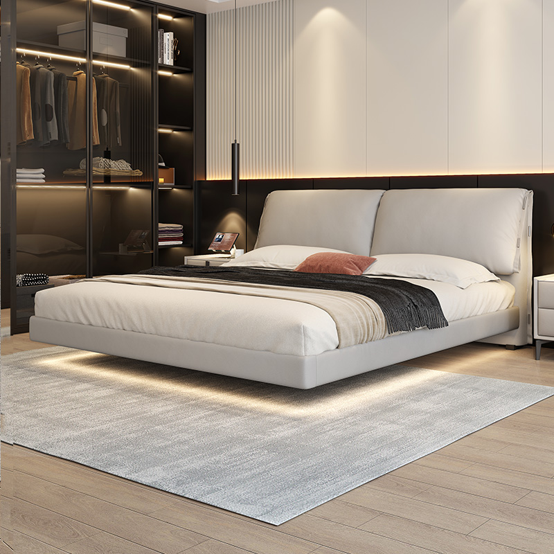 卡丽蒂悬浮床主卧大床大象耳朵升级款双人床软包婚床现代真皮床