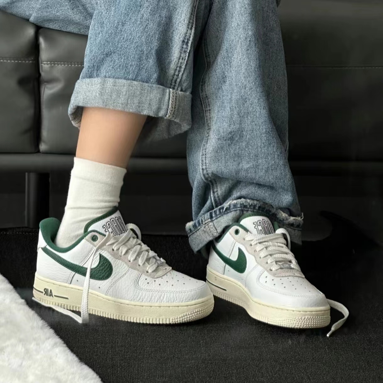 Nike/耐克Air Force 1 Low女子白绿空军一号低帮板鞋DR0148-102