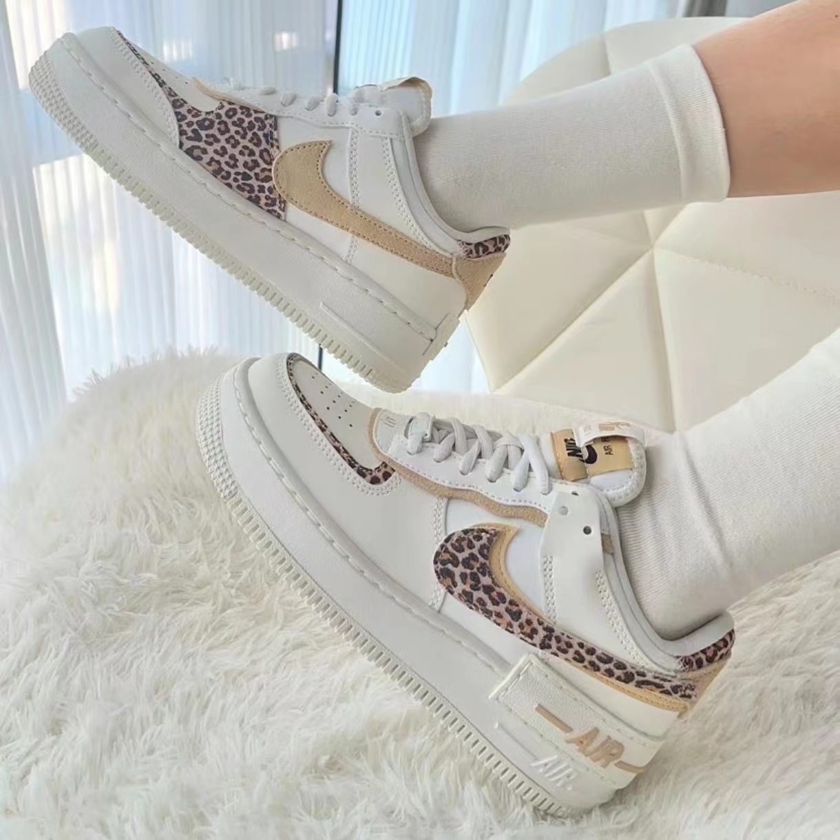 Nike/耐克Air Force 1 Low豹纹白空军防滑耐磨低帮板鞋CI0919-120