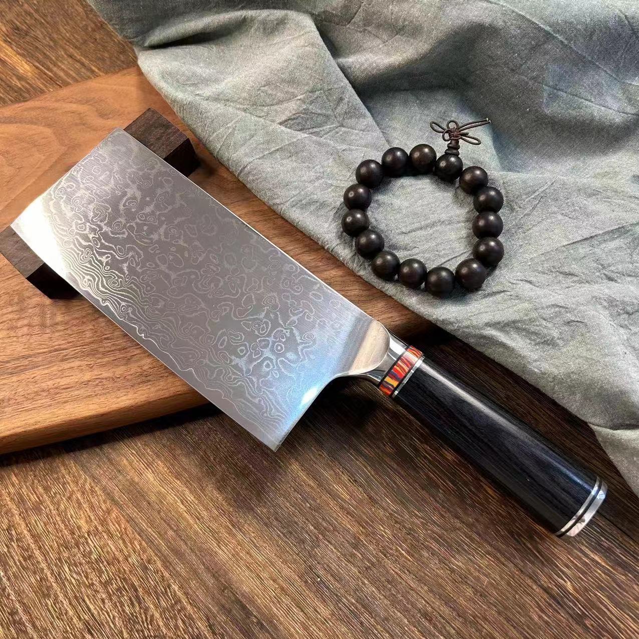 【根据主播指引拍】拾野作家用商用切菜大马士革切片刀（专属）
