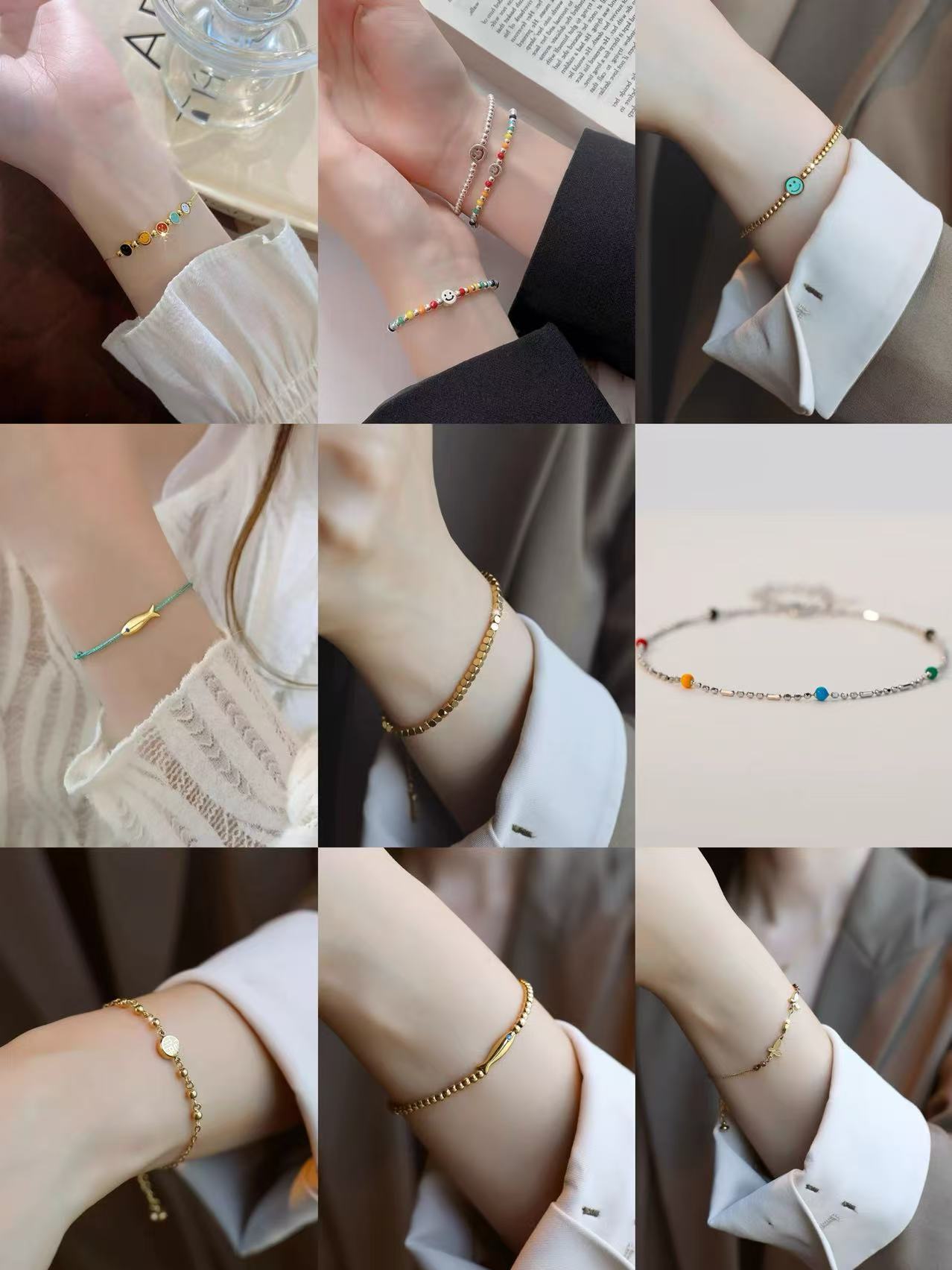 铜合金合成锆石手链 气质ins复古小众简约个性可爱手链5999