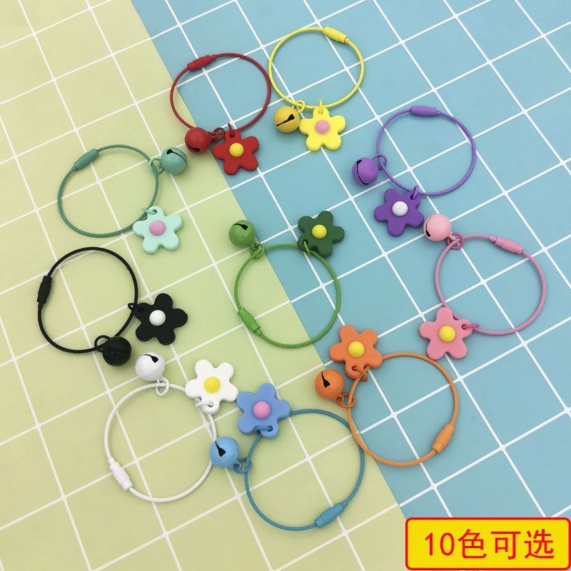 小花朵钢丝绳钥匙扣书包挂件创意汽车链锁匙圈环可爱女包钥匙扣