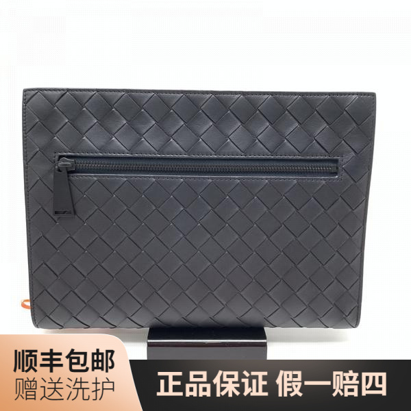 95新 BOTTEGA VENETA/葆蝶家 BV黑色编织手拿包/10017772二奢奢侈