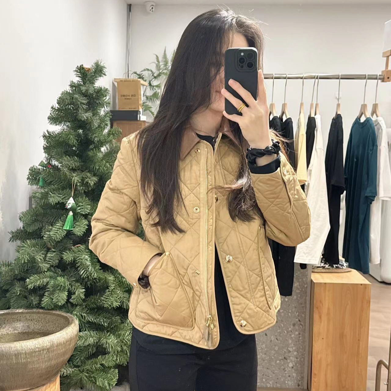 DR-复古菱格短款棉服(干洗)