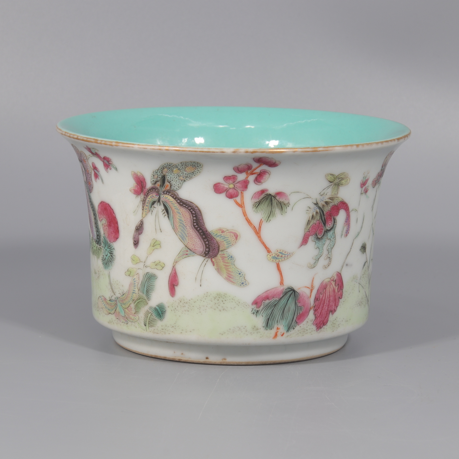 粉彩蝶恋花图撇口笔筒H408-032