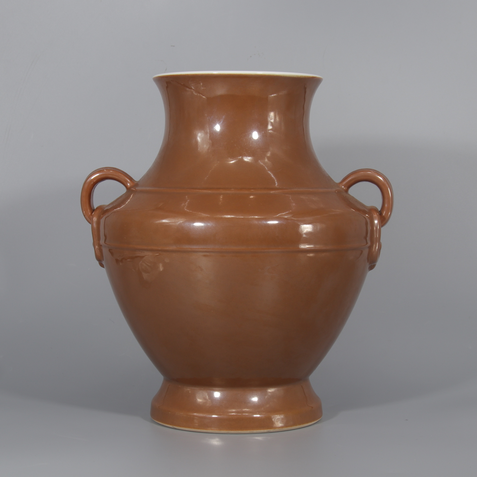 紫金釉弦纹双耳尊 H405-048